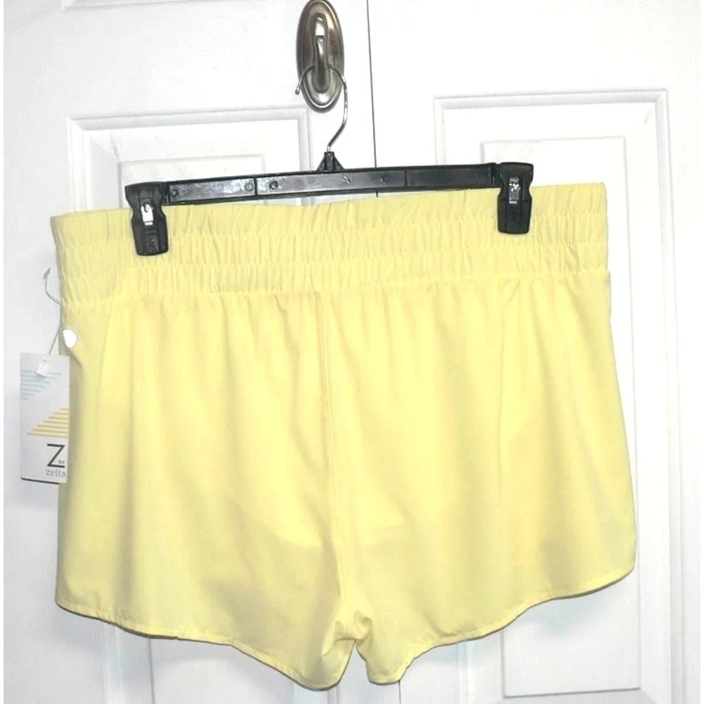 Zella Women's Elastic Wide Waistband Aero‎ Running Shorts in Yellow Elfin 2XL